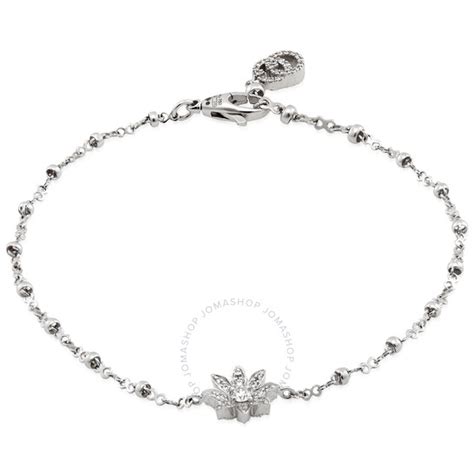 Gucci 18K White Gold Diamond Flora Bracelet, Size 17 